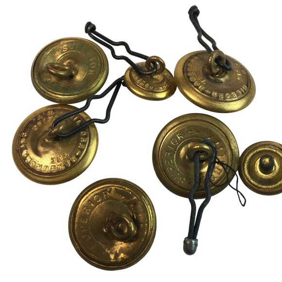 Waterbury Military Uniform Brass Buttons WWII Era Lot 7 Pieces Vintage u - Picture 5 of 8
